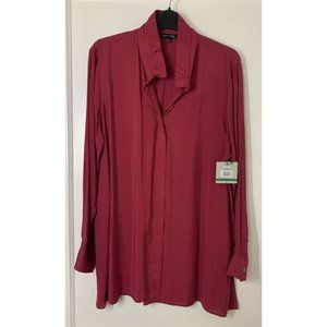 John Mark Pink Violet Wired Point Collar Long Sleeve Button Front Tunic sz L NWT